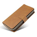 For Samsung A10/A20/A30/A50/A30S/A50S Pu Leather  Mobile Phone Cover Zipper Card Bag + Wrist Strap brown