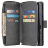 For Samsung A10/A20/A30/A50/A30S/A50S Pu Leather  Mobile Phone Cover Zipper Card Bag + Wrist Strap black