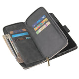 For Samsung A10/A20/A30/A50/A30S/A50S Pu Leather  Mobile Phone Cover Zipper Card Bag + Wrist Strap black
