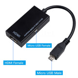 Micro USB to HDMI Adapter Cable Male to Female 1080P HD for MHL Device HDTV Adapters for Samsung Galaxy HUAWEI black