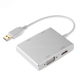 USB3.0 TO HDMI VGA DVI +RJ45 1080P Expander External Video Card Adapter white
