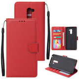 For Xiaomi Pocophone F1 Flip-type Leather Protective Phone Case with 3 Card Position Buckle Design Phone Cover  red