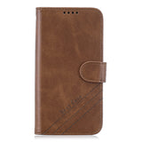 For HUAWEI Y9 Prime 2019-P Smart Z Solid Color Denim Grain Front Buckle Mobile Phone Cover Bracket brown