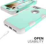 For iPhone 7 PC+ Silicone 2 in 1 Hit Color Tri-proof Shockproof Dustproof Anti-fall Protective Cover Back Case Mint green + gray