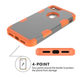 For iPhone 7 PC+ Silicone 2 in 1 Hit Color Tri-proof Shockproof Dustproof Anti-fall Protective Cover Back Case Gray + orange