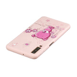 For Samsung A7 2018 Cartoon Lovely Coloured Painted Soft TPU Back Cover Non-slip Shockproof Full Protective Case with Lanyard Light pink