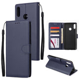 For HUAWEI Y9 2019 Flip-type Leather Protective Phone Case with 3 Card Position Buckle Design Phone Cover  blue