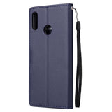For HUAWEI Y9 2019 Flip-type Leather Protective Phone Case with 3 Card Position Buckle Design Phone Cover  blue