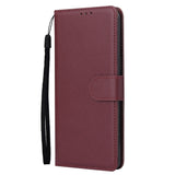 For OPPO Realme C3/Realme 6 PU Leather Mobile Phone Cover with 3 Cards Slots Phone Frame wine red