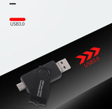 Card Reader USB 3.0 for Type-C Micor USB OTG Card Reader for  SD TF SDHC black