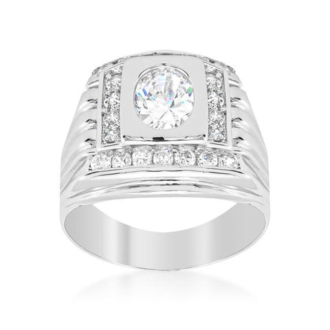 Mens Cubic Zirconia Square Ring
