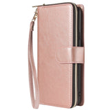 For Samsung A10/A20/A30/A50/A30S/A50S Pu Leather  Mobile Phone Cover Zipper Card Bag + Wrist Strap Rose gold