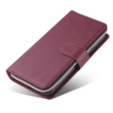 For Samsung A10/A20/A30/A50/A30S/A50S Pu Leather  Mobile Phone Cover Zipper Card Bag + Wrist Strap Red wine