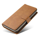 For Samsung A10/A20/A30/A50/A30S/A50S Pu Leather  Mobile Phone Cover Zipper Card Bag + Wrist Strap brown