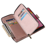For Samsung A10/A20/A30/A50/A30S/A50S Pu Leather  Mobile Phone Cover Zipper Card Bag + Wrist Strap Rose gold