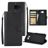 For Samsung On7-2016/J7 Prime Protective Cover PU Cell Phone Case with Card Slot  wine Red