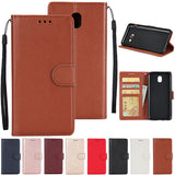 For Samsung J7 2017 European Edition/J730/J7 PRO PU Leather Protective Phone Case with 3 Card Position blue