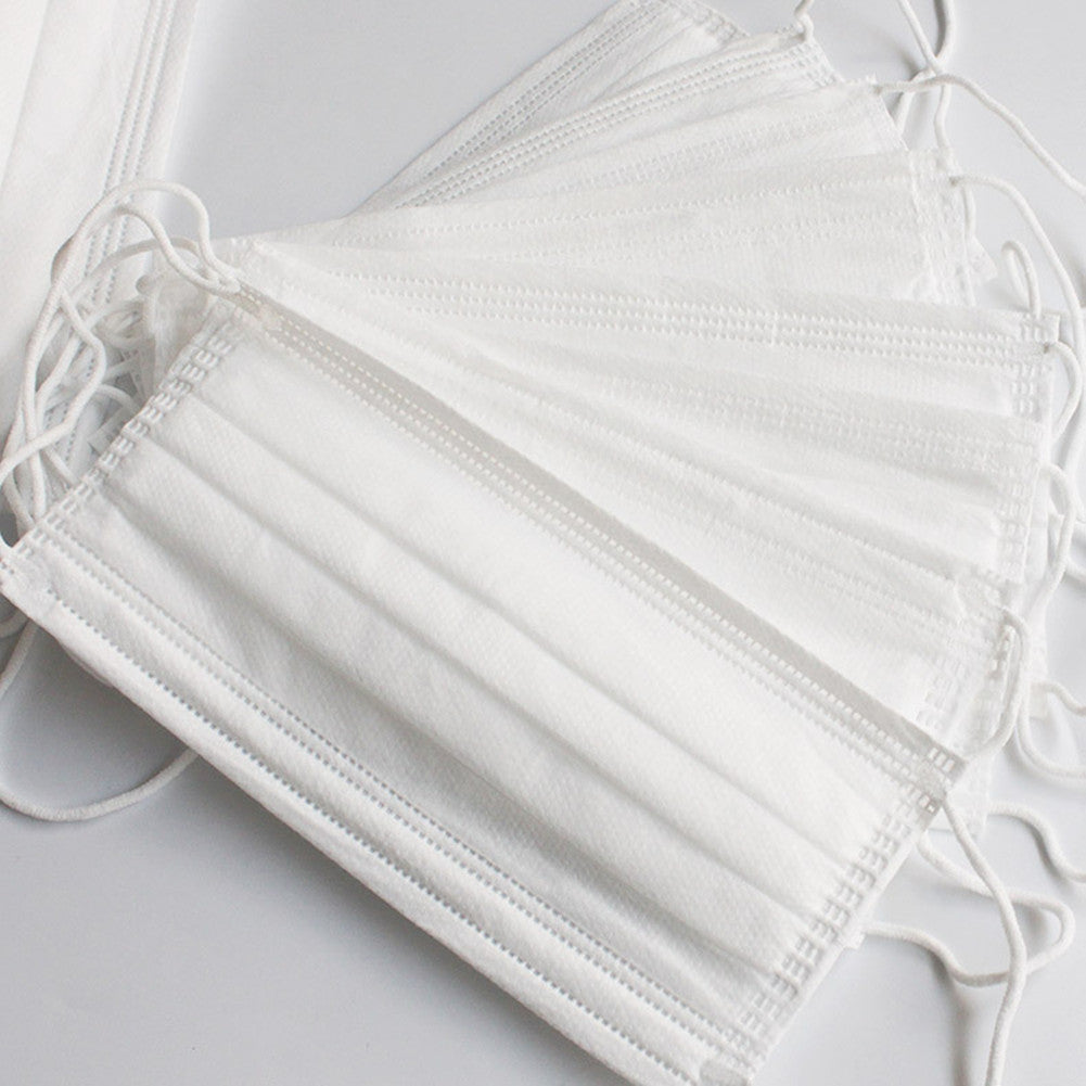 Disposable Non-woven Three-layer Mask Blue Hang Ear Style Protective Mask  white 20pcs