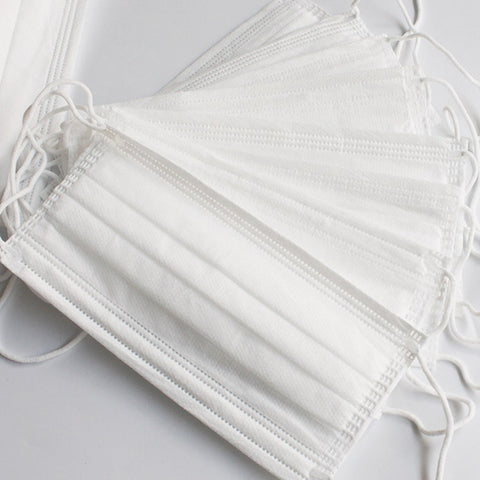 Disposable Non-woven Three-layer Mask Blue Hang Ear Style Protective Mask  white 20pcs