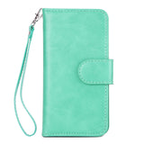 For iPhone 5/5S/SE PU Cell Phone Case Protective Leather Cover with Buckle & 9 Card Position & Lanyard & Bracket Rose gold
