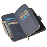 For Samsung A10/A20/A30/A50/A30S/A50S Pu Leather  Mobile Phone Cover Zipper Card Bag + Wrist Strap blue