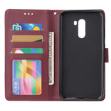 For Xiaomi Pocophone F1 Flip-type Leather Protective Phone Case with 3 Card Position Buckle Design Phone Cover  Red wine