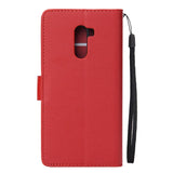 For Xiaomi Pocophone F1 Flip-type Leather Protective Phone Case with 3 Card Position Buckle Design Phone Cover  red
