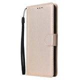 For OPPO F7 Wallet-type PU Leather Protective Phone Case with Buckle & 3 Card Position Gold