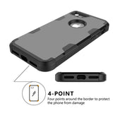 For iPhone 7 PC+ Silicone 2 in 1 Hit Color Tri-proof Shockproof Dustproof Anti-fall Protective Cover Back Case black