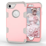 For iPhone 7 PC+ Silicone 2 in 1 Hit Color Tri-proof Shockproof Dustproof Anti-fall Protective Cover Back Case Rose gold + gray