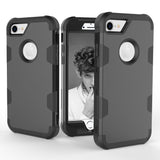 For iPhone 7 PC+ Silicone 2 in 1 Hit Color Tri-proof Shockproof Dustproof Anti-fall Protective Cover Back Case black