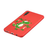 For Samsung A7 2018 Cartoon Lovely Coloured Painted Soft TPU Back Cover Non-slip Shockproof Full Protective Case with Lanyard red