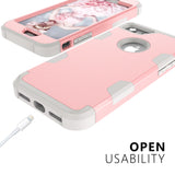 For iPhone 7 PC+ Silicone 2 in 1 Hit Color Tri-proof Shockproof Dustproof Anti-fall Protective Cover Back Case Rose gold + gray
