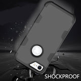 For iPhone 7 PC+ Silicone 2 in 1 Hit Color Tri-proof Shockproof Dustproof Anti-fall Protective Cover Back Case black