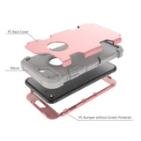 For iPhone 7 PC+ Silicone 2 in 1 Hit Color Tri-proof Shockproof Dustproof Anti-fall Protective Cover Back Case Rose gold + gray