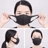 Men Women Washable Breathable Mask Reusable Windproof Dustproof Slim Face Sponge Mask black