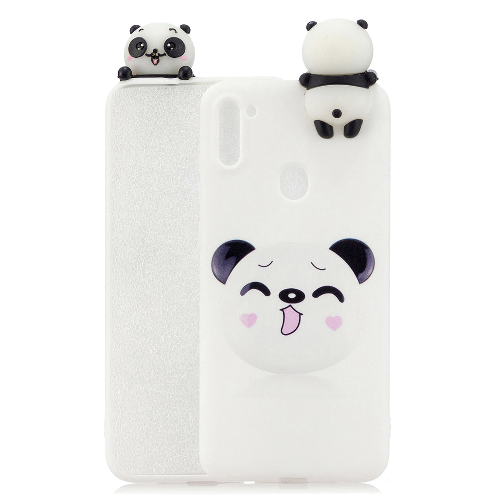 For Samsung A11 TPU Back Cover 3D Cartoon Painting Soft Mobile Phone Case Shell Smiley panda