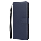 For OPPO Realme C3/Realme 6 PU Leather Mobile Phone Cover with 3 Cards Slots Phone Frame blue
