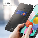 DUX DUCIS For Samsung A51 Leather Mobile Phone Cover Magnetic Protective Case Bracket with Card Slot Pink