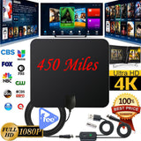 Indoor TV Antenna+ Digital Aerial HD Freeview Amplified Thin HDTV 450 Mile Range black