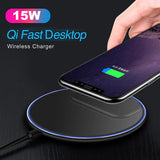 QI Wireless Charger for Apple Android 15W Fast Charging Technology Aluminum Alloy Mirror-like Shiny Ultra-thin Protable  white