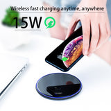 QI Wireless Charger for Apple Android 15W Fast Charging Technology Aluminum Alloy Mirror-like Shiny Ultra-thin Protable  black