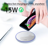 QI Wireless Charger for Apple Android 15W Fast Charging Technology Aluminum Alloy Mirror-like Shiny Ultra-thin Protable  white