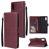 For Redmi 9A/Redmi 9C PU Leather Mobile Phone Cover with 3 Cards Slots Phone Frame Red wine