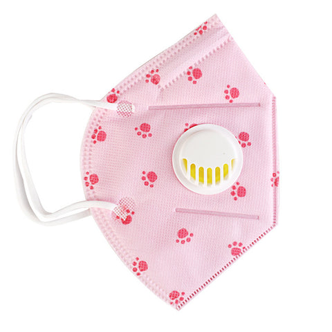 Children Cotton Fabric Mask with Breath Valve Anti Dust Mouth Muffle Mouth Mask Kids Cartoon Respirator Random Color