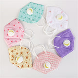 Children Cotton Fabric Mask with Breath Valve Anti Dust Mouth Muffle Mouth Mask Kids Cartoon Respirator Random Color