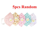 Children Cotton Fabric Mask with Breath Valve Anti Dust Mouth Muffle Mouth Mask Kids Cartoon Respirator Random Color