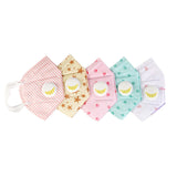 Children Cotton Fabric Mask with Breath Valve Anti Dust Mouth Muffle Mouth Mask Kids Cartoon Respirator Random Color