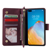 For HUAWEI P40 Case Smartphone Shell Wallet Design Zipper Closure Overall Protection Cellphone Cover  1 black