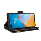 For HUAWEI P40 Case Smartphone Shell Wallet Design Zipper Closure Overall Protection Cellphone Cover  1 black